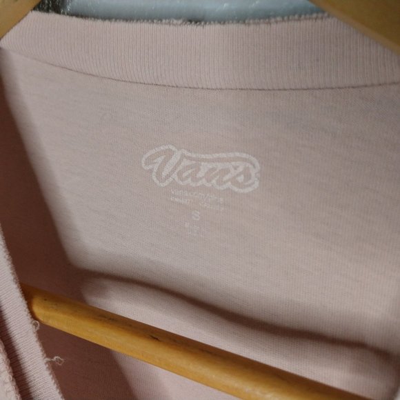 🖤 VANS Womens Small Light Pink Sheer Sequin Logo Short Sleeve Shirt Fringe - Picture 4 of 6